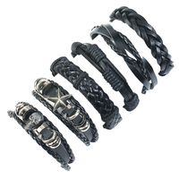 Leather Fashion Geometric Bracelet  (six-piece Set) Nhpk2178-six-piece-set main image 1