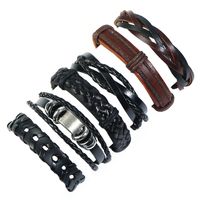 Leather Fashion Geometric Bracelet  (six-piece Set) Nhpk2180-six-piece-set main image 1