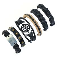 Leather Fashion Geometric Bracelet  (six-piece Set) Nhpk2179-six-piece-set main image 1
