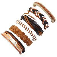 Leather Fashion Geometric Bracelet  (six-piece Set) Nhpk2186-six-piece-set main image 1