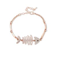 Chaude Commerce Extérieur Coréenne Style Creative Mignon Fishbone Strass-bracelet Incrusté De Bijoux De Mode Tout-match Femmes main image 1
