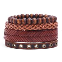 Leather Fashion Geometric Bracelet  (four-piece Set) Nhpk2153-four-piece-set main image 1