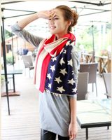 Cloth Korea  Scarf  (ms. Navy Blue Stripe Red) Nhhz0105-ms-navy-blue-stripe-red main image 1