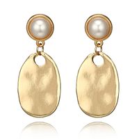 Grenz Überschreitende Neue Legierung Perlen Ohrringe Außenhandel Heiß Verkaufte Geometrische Ovale Metall Ohrringe main image 1