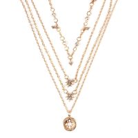 De Magnésium Di N6797 Européen Et Américain Tout Assorti Collier  Rétro Simple Étoiles Lune Perle Multi-couche Collier En Gros main image 1