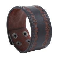 Leather Fashion Geometric Bracelet  (brown) Nhpk2195-brown main image 2