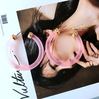 Plastic Fashion  Earring  (pink Transparent) Nhom1134-pink-transparent main image 3