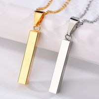 Creative Simple Rectangulaire Brillant Souhaitant Pilier Collier Laser Sculpture Couple Acier Inoxydable Pendentif Femme main image 3