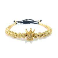 مرصعة قليلاً من الزركون Cz الكرة تاج كبير نسج سوار Crown Bracelet main image 1