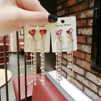 Alloy Korea Flowers Earring  (pink Love Tassel) Nhqg0945-pink-love-tassel main image 6