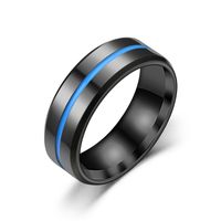 Titanium&stainless Steel Vintage Geometric Ring  (8mm Blue-7) Nhtp0002-8mm-blue-7 main image 2