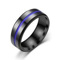 Titanium&stainless Steel Vintage Geometric Ring  (8mm Blue-7) Nhtp0002-8mm-blue-7 main image 8