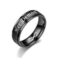 Titanium&stainless Steel Fashion Sweetheart Ring  (black Herdemon-5) Nhtp0004-black-herdemon-5 main image 2