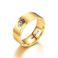 European And American Hot Titanium Steel Gold Double Step Crown Ring Queen King Queen Bracelet Cross-border Supply main image 1