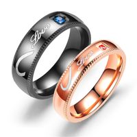 Titanium&stainless Steel Fashion Sweetheart Ring  (black 6) Nhtp0025-black-6 main image 3