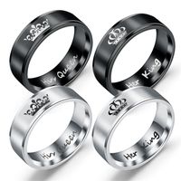Titanium&stainless Steel Fashion Geometric Ring  (6mm Steel Color Queen-5) Nhtp0038-6mm-steel-color-queen-5 main image 2
