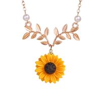 Grenz Überschreiten Der Neuer Schmuck Europäische Und Amerikanische Kreative Mode Sonnenblumen Halskette Blätter Blumen Anhänger Pullover Kette Frauen main image 2