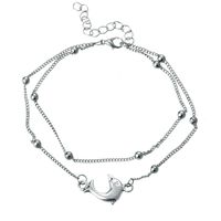 Europäische Und Amerikanische Neue Böhmische Fußkettchen Delphin Knöchel Silber Perlen Armband Mode Doppels Chicht Strand Schmuck Großhandel main image 1