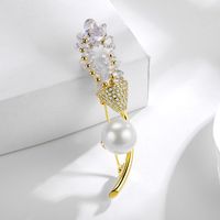 Europe And America Creative New Zircon Flower Brooch Female Personality High-end Pearl Corsage Pin Clothing Wholesale 850489 main image 2