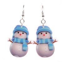 European And American New Christmas Earrings Ear Hook Wholesale Acrylic Christmas Snowman Eardrop Earring main image 1