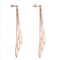 Opk Korean Style Internet Influencer Stud Earrings Women's Rose Gold Plated Earrings Long Tassel Temperamental Ear String Earrings main image 1