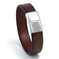 Leather Fashion Geometric Bracelet  (dark Brown 20.5cm) Nhpk2197-dark-brown-20.5cm main image 1