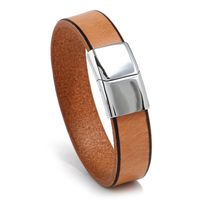 Leather Fashion Geometric Bracelet  (dark Brown 20.5cm) Nhpk2197-dark-brown-20.5cm main image 3