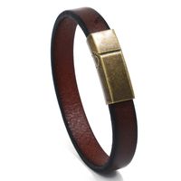 Leather Fashion Geometric Bracelet  (dark Brown 20.5cm) Nhpk2198-dark-brown-20.5cm main image 2