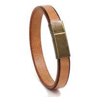 Leather Fashion Geometric Bracelet  (dark Brown 20.5cm) Nhpk2198-dark-brown-20.5cm main image 3