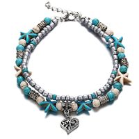 Pzcc1879 Han Zhishang Double-cercle Cheville Conque Starfish Perle De Yoga Plage Tortue Pendentif Cheville Bracelet main image 7