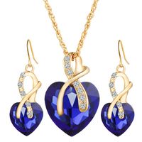 Commerce Extérieur Européen Et Américain De Mariage Dîner En Forme De Coeur Artificielle Cristal Autrichien Zircon Boucles D'oreilles Collier Ensemble De Bijoux Pour Les Femmes main image 4