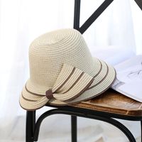 Mode Coréenne De Femmes Soleil Chapeau D'été Vacances Soleil Protection Chapeau De Soleil Split Large Bord Arc Chapeau De Paille En Gros main image 8