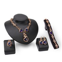 Xishi Ornement Nouvelle Arrivée E-commerce Violet Gem Alliage Quatre-pièce Collier Bijoux Ensemble Fabricant Fournir main image 2