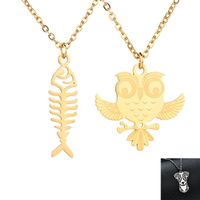 Une Variété De En Acier Inoxydable Animaux Pendentifs Lot Mixte Abstraite Trois-dimensions Hibou Éléphant Pegasus Fishbone Collier Clavicule Féminine Chaîne main image 2