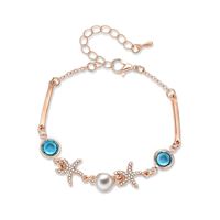 Fournir Starfish Cristal Perle Bracelet Lac Bleu Strass Embelli Océan Style Main Bijoux main image 2