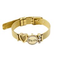 Fabrik Direkt Verkauf Europäisches Und Amerikanisches Edelstahl-mesh-armband Keeper-armband Liebes Buchstaben Big Sis Diamant-armband main image 1