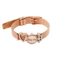 Fabrik Direkt Verkauf Europäisches Und Amerikanisches Edelstahl-mesh-armband Keeper-armband Liebes Buchstaben Big Sis Diamant-armband main image 3