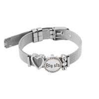 Fabrik Direkt Verkauf Europäisches Und Amerikanisches Edelstahl-mesh-armband Keeper-armband Liebes Buchstaben Big Sis Diamant-armband main image 4