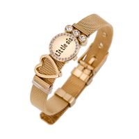 Usine Directe En Acier Inoxydable Maille Bracelet Gardien Bracelet Lettre D'amour Lillte Sis Diamant Bracelet main image 3