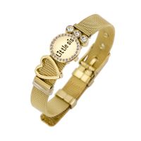 Usine Directe En Acier Inoxydable Maille Bracelet Gardien Bracelet Lettre D'amour Lillte Sis Diamant Bracelet main image 2