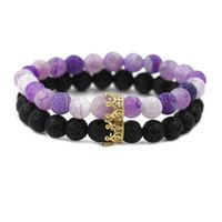 Europäischer Und Amerikanischer Schmuck Purple Verwettertes Vulkans Tein Crown Set Perlen Armband Crown Bracelet Paar Armband main image 18