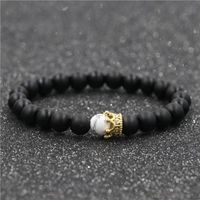 Europäischer Und Amerikanischer Schmuck Weiß Türkis Schwarzer Matti Erter Stein Kronen Anzug Paar Armband Perlen Crown Bracelet Armband main image 2