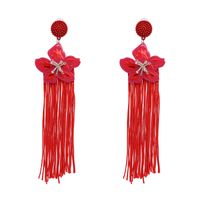 Plastic Fashion Flowers Earring  (red) Nhjj5404-red main image 1