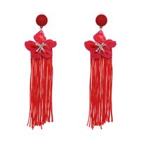 Plastic Fashion Flowers Earring  (red) Nhjj5404-red main image 2
