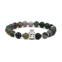 Européen Et Américain Bijoux  Inde Agate Perle Bracelet Tête De Lion Tête De Bouddha Perles Bracelet En Acier Inoxydable Pour Hommes main image 1