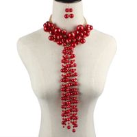 Beads Fashion Tassel Necklace  (red) Nhct0390-red main image 1