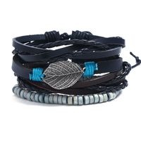 Leather Bohemia Bolso Cesta Bracelet  (four-piece Set) Nhpk2216-four-piece-set main image 2