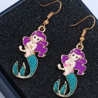 2019 Nouveau Style Européen Et Américain Frais Coloré Sirène Boucles D'oreilles Mode Animal Mignon Baisse De Pétrole Boucles D'oreilles En Gros main image 1