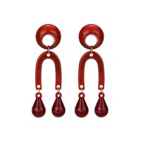 Plastic Vintage Geometric Earring  (red) Nhll0201-red main image 2