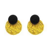 Commerce Extérieur Ornement Coréenne Style Mignon Boucles D'oreilles Cire Ligne Fil De Chanvre Tissé Ronde Bois Boucles D'oreilles Femme Boucles D'oreilles  Chaude Vente main image 1